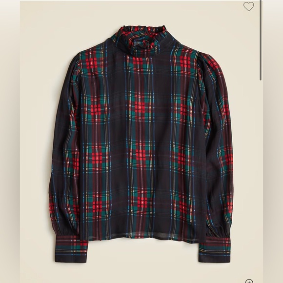 J. Crew Tops - J.Crew Ruffleneck Top in Stewart Tartan Chiffon , XL